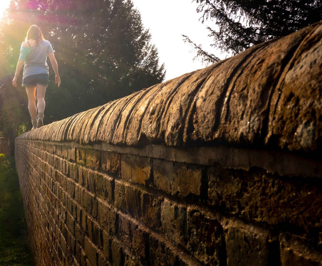 Walking the line on a wall